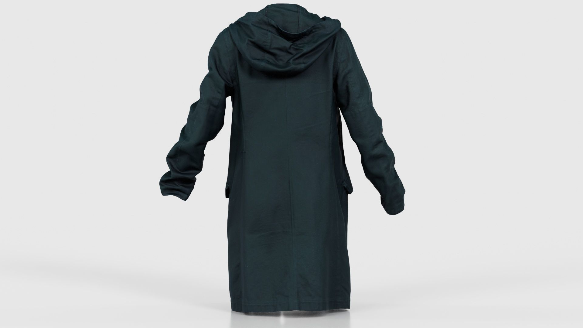 Long Green Coat Open Low-poly 3D model_21