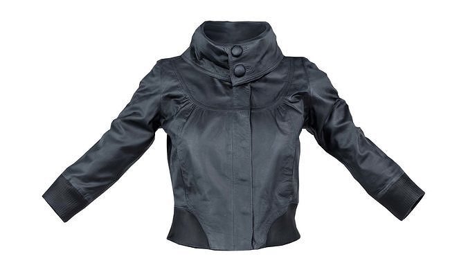 Mini Black Leather Jacket Closed Low-poly 3D model