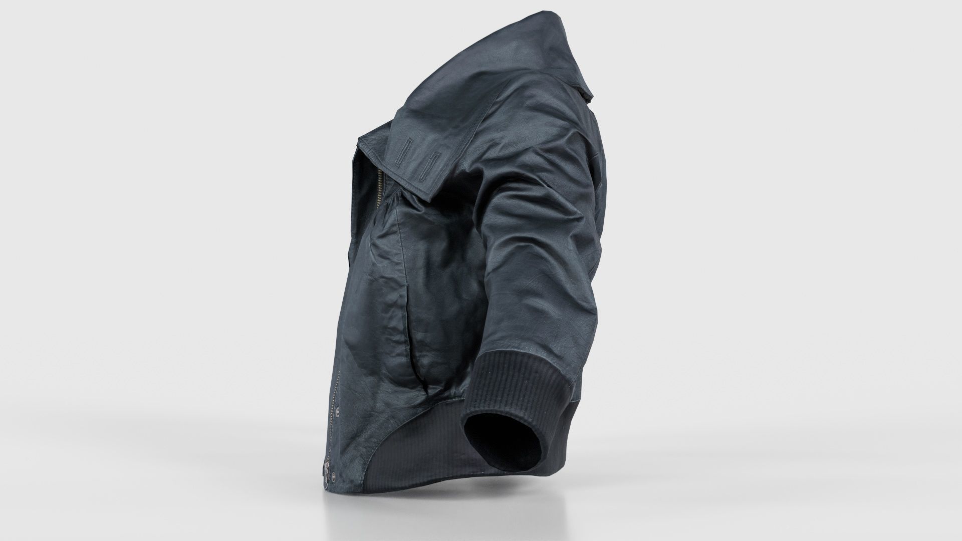 Mini Black Leather Jacket Open Low-poly 3D model_24