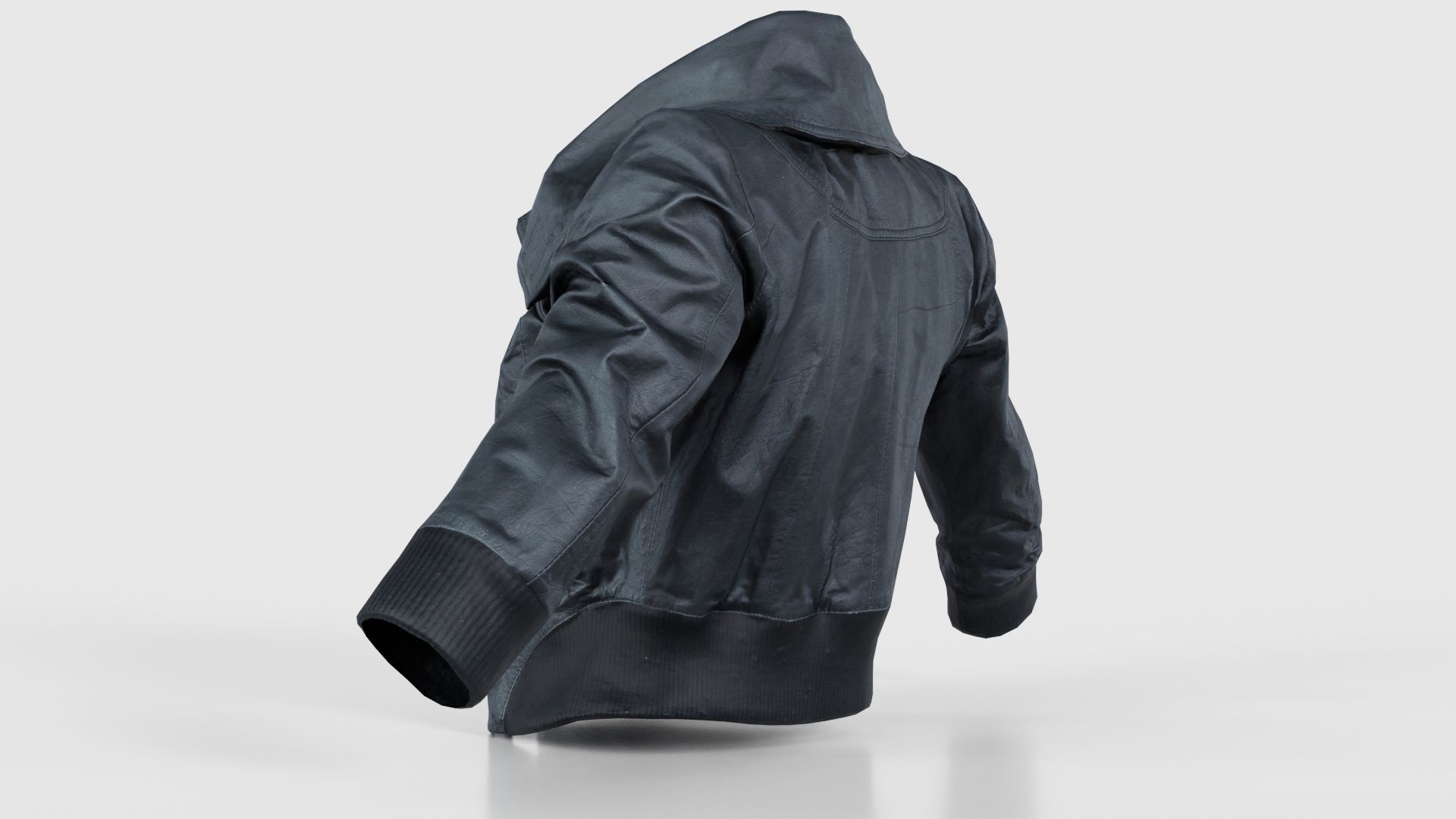 Mini Black Leather Jacket Open Low-poly 3D model_23
