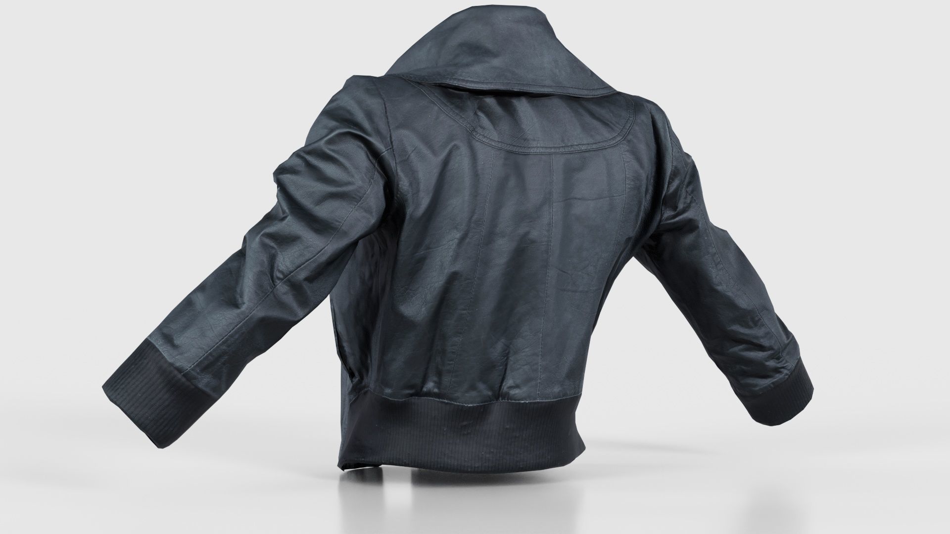 Mini Black Leather Jacket Open Low-poly 3D model_22