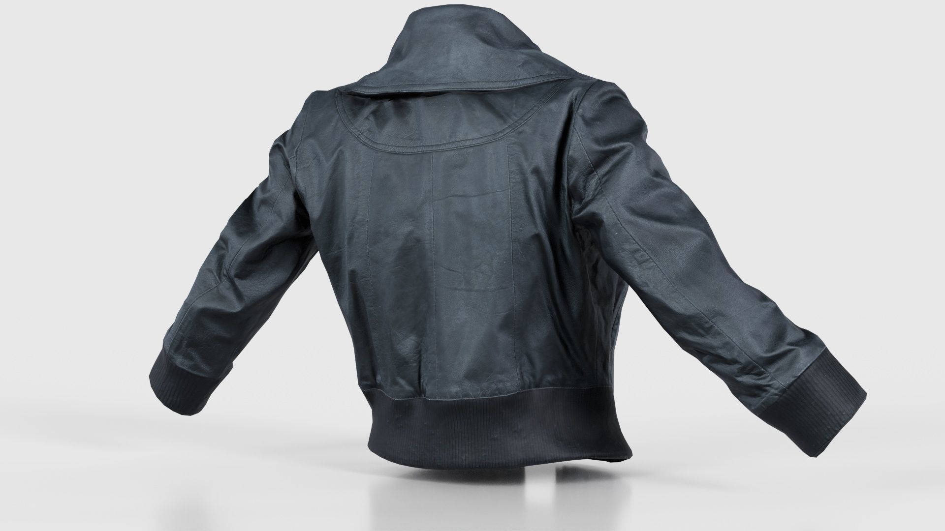 Mini Black Leather Jacket Open Low-poly 3D model_20