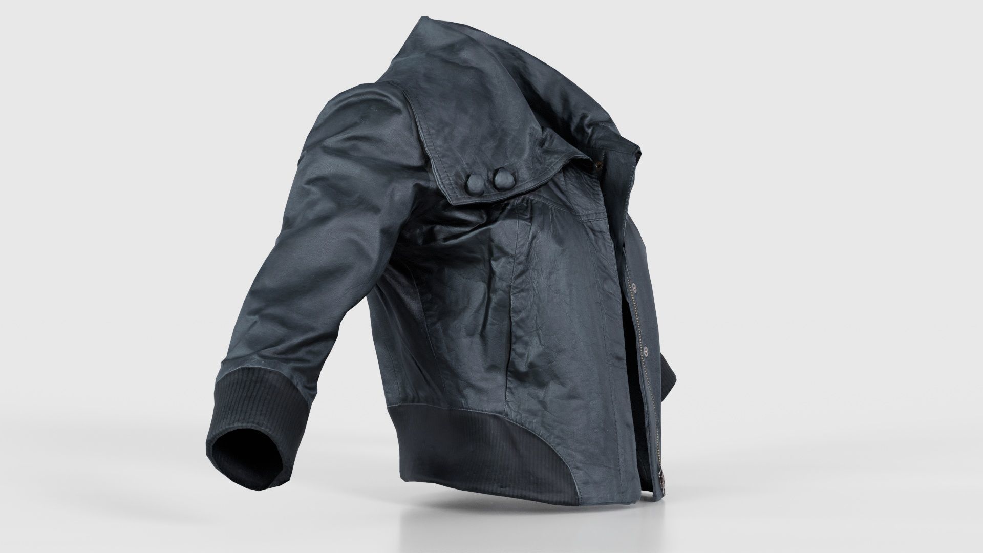 Mini Black Leather Jacket Open Low-poly 3D model_17