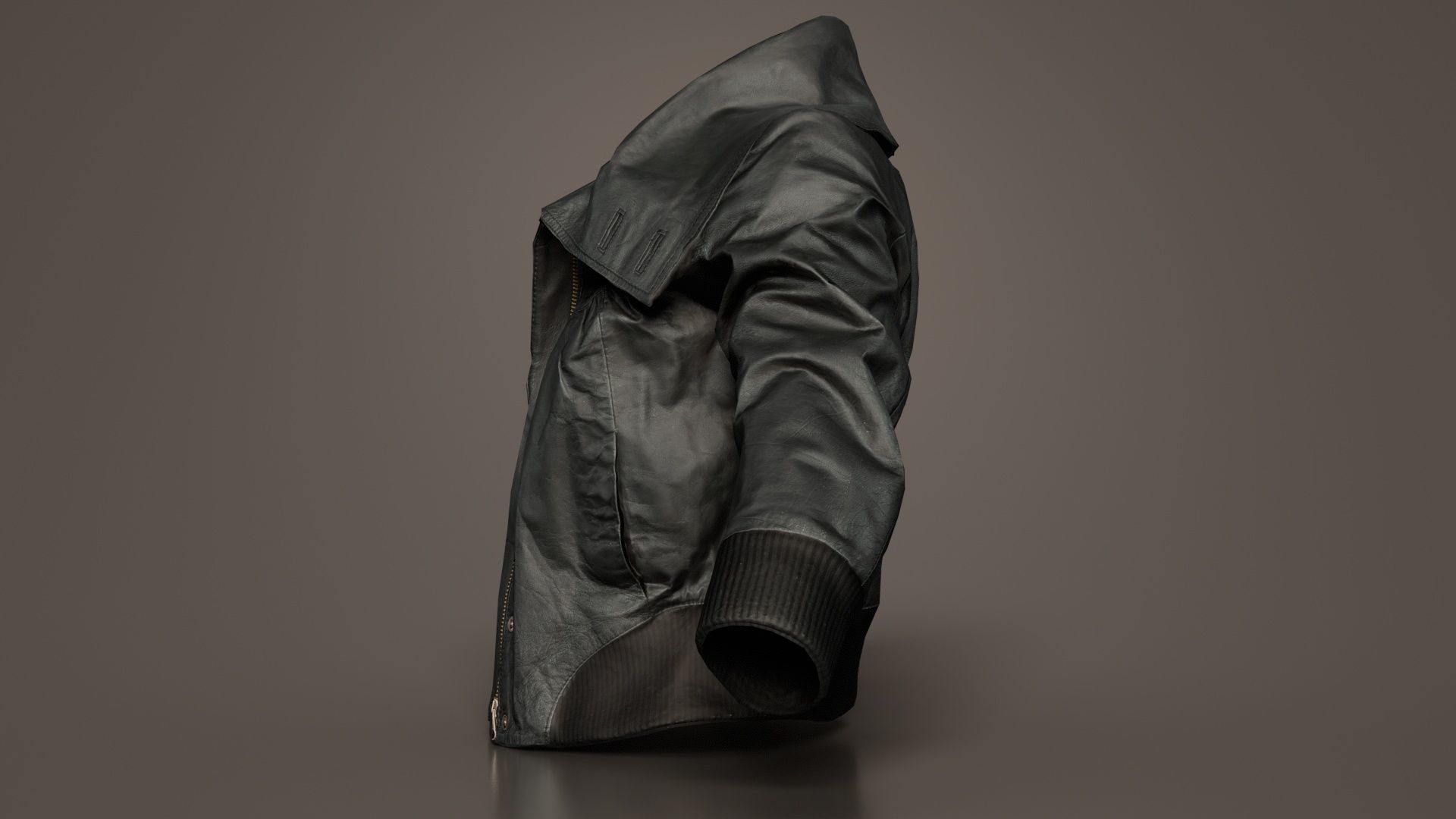 Mini Black Leather Jacket Open Low-poly 3D model_7