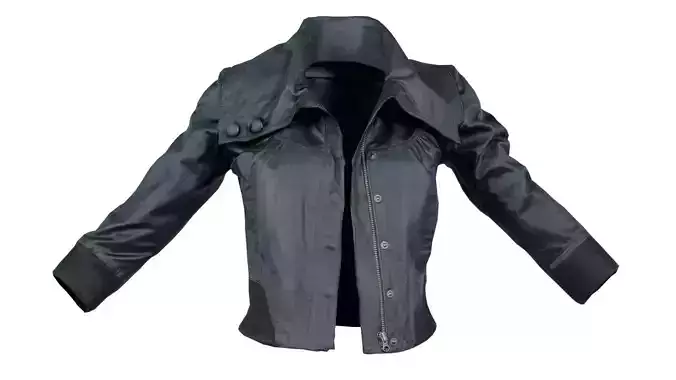 Mini Black Leather Jacket Open