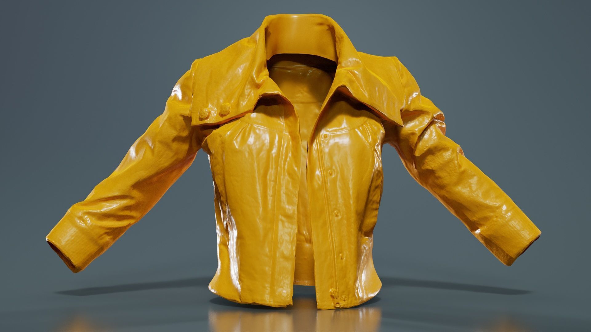 Mini Black Leather Jacket Open Low-poly 3D model_12