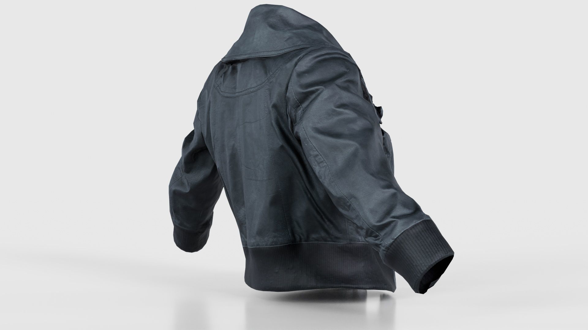 Mini Black Leather Jacket Open Low-poly 3D model_19