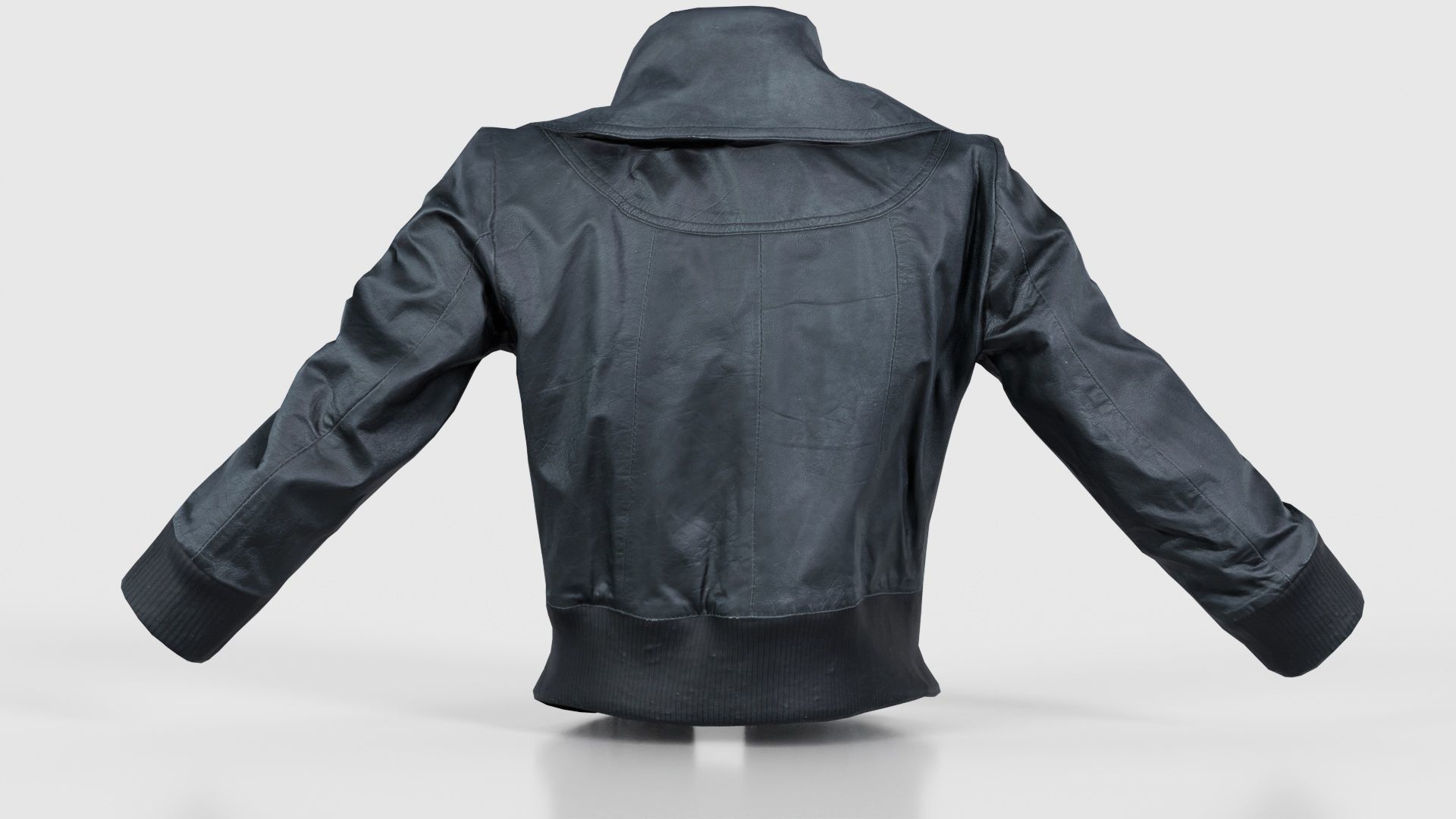 Mini Black Leather Jacket Open Low-poly 3D model_21