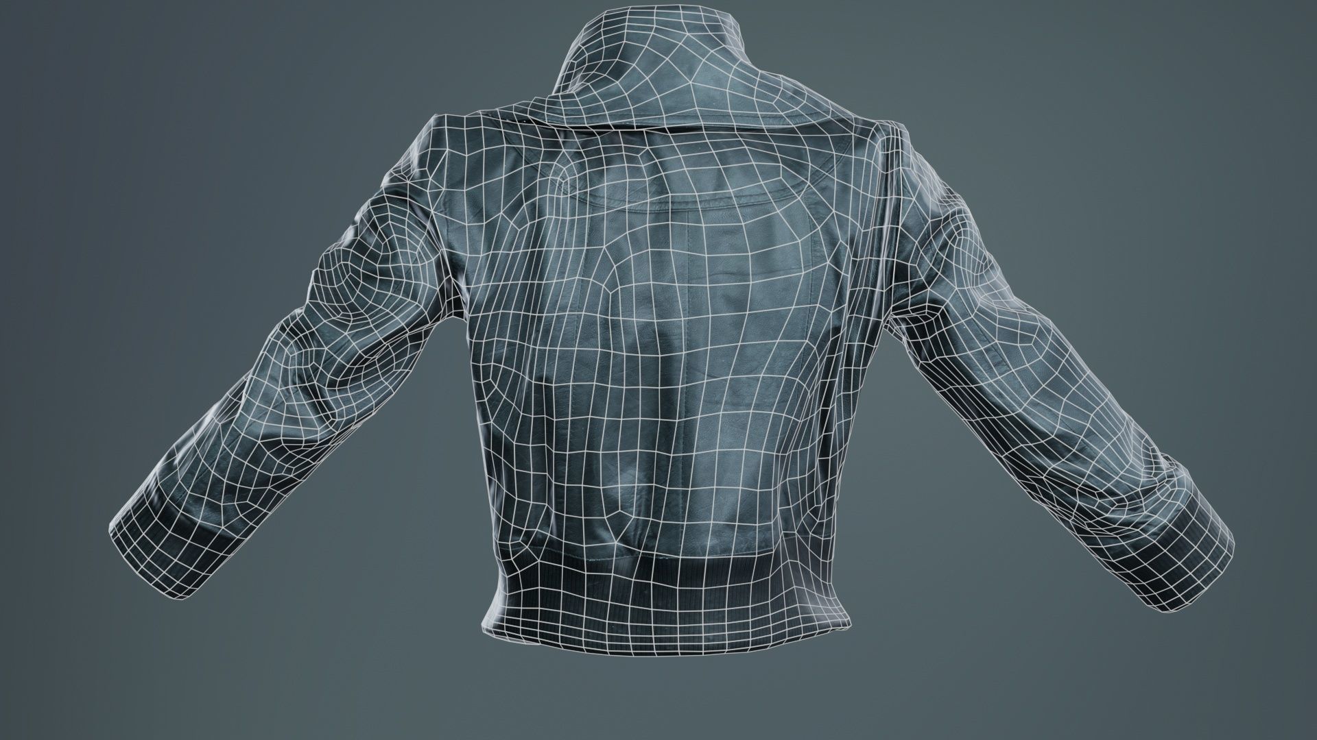 Mini Black Leather Jacket Open Low-poly 3D model_10