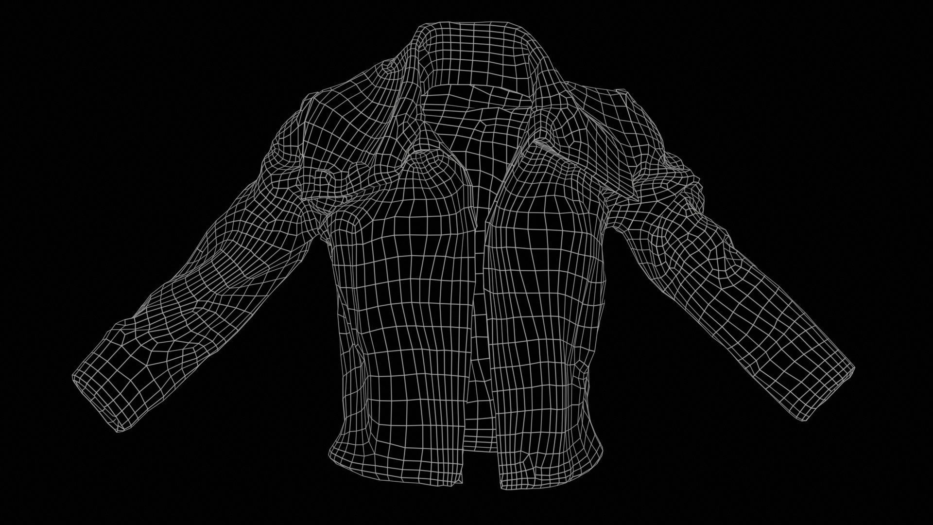 Mini Black Leather Jacket Open Low-poly 3D model_11