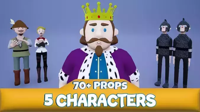 Medieval Characters with Props 3D model
