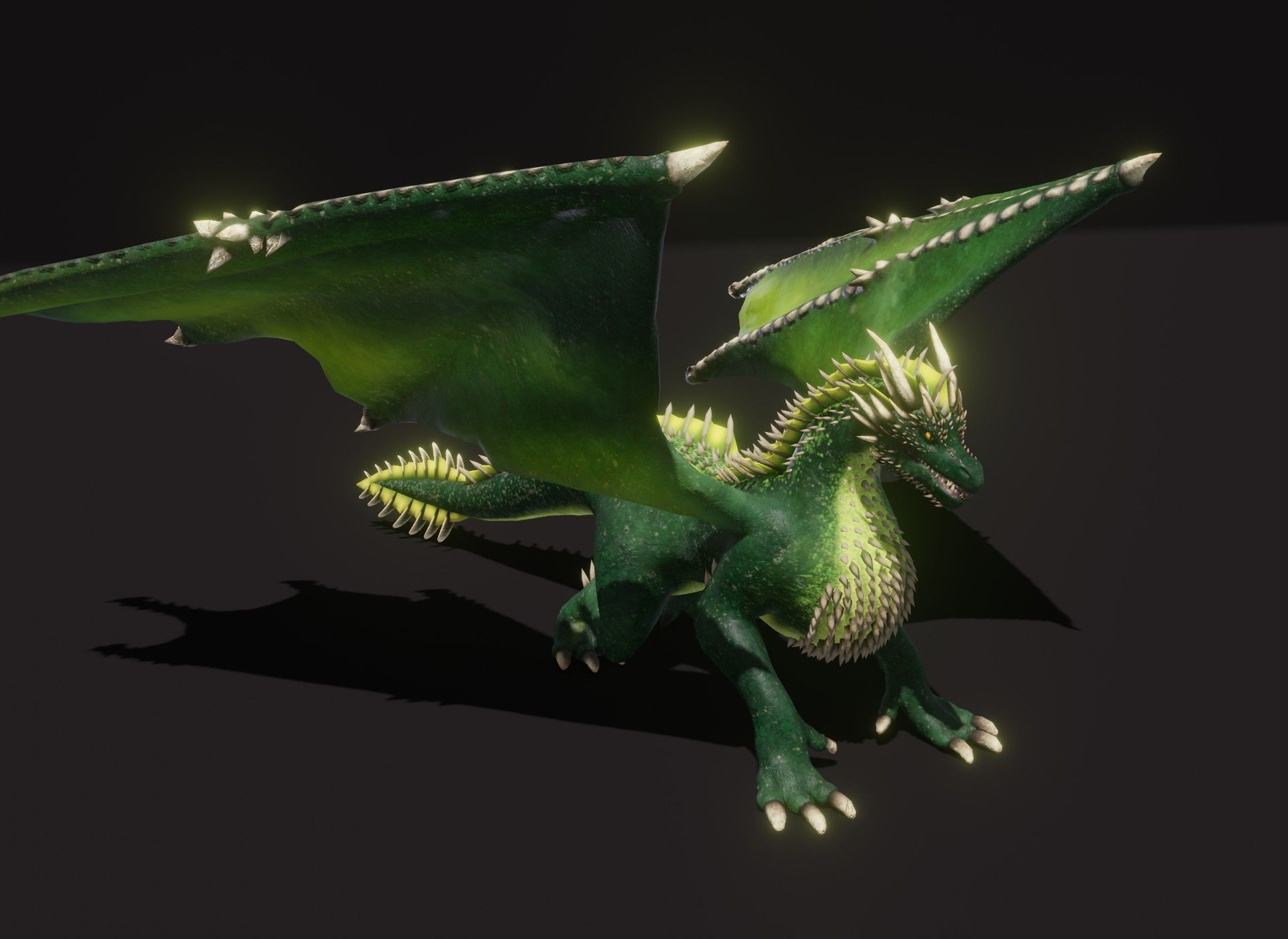 Realistic Green Dragon Animated 3D Model Low-poly 3D model_14