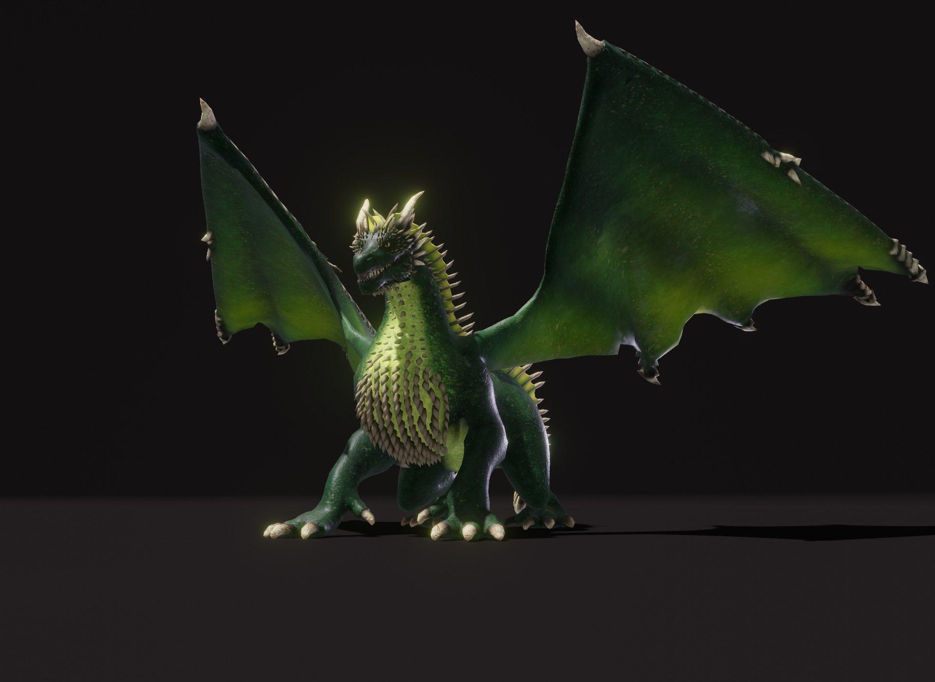 Realistic Green Dragon Animated 3D Model Low-poly 3D model_6