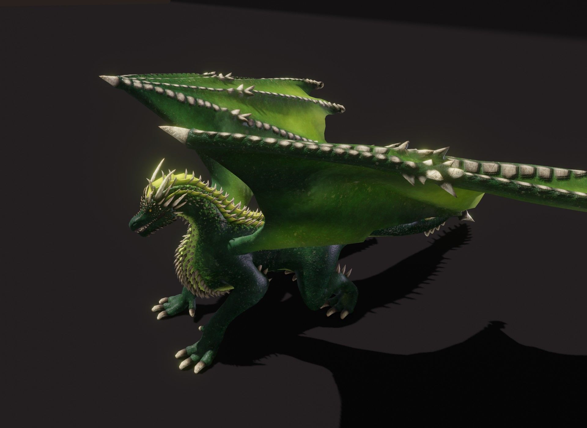 Realistic Green Dragon Animated 3D Model Low-poly 3D model_16