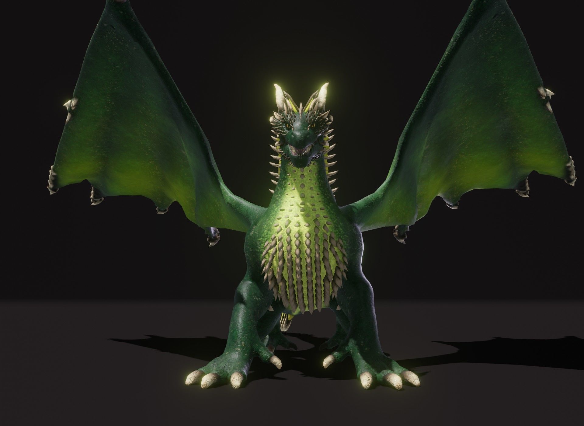 Realistic Green Dragon Animated 3D Model Low-poly 3D model_15