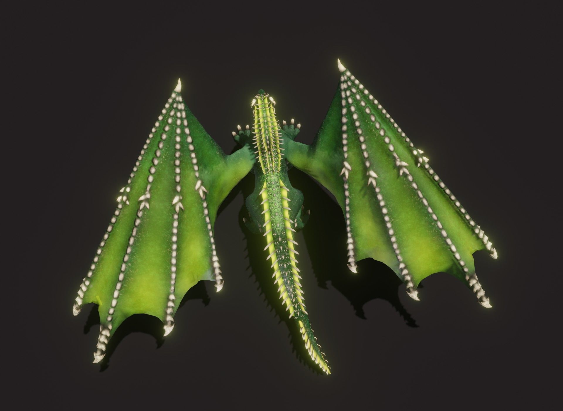 Realistic Green Dragon Animated 3D Model Low-poly 3D model_9