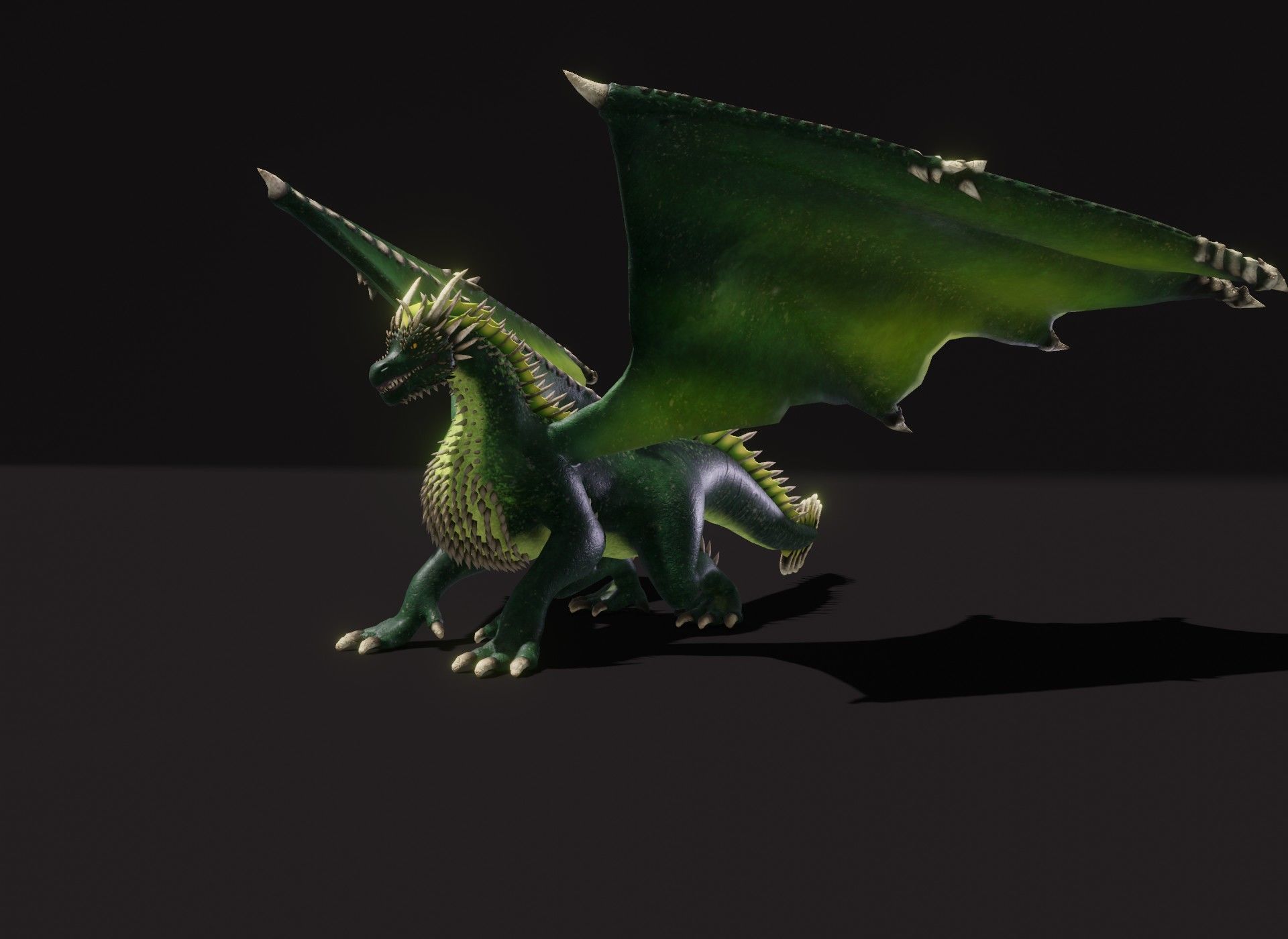 Realistic Green Dragon Animated 3D Model Low-poly 3D model_21