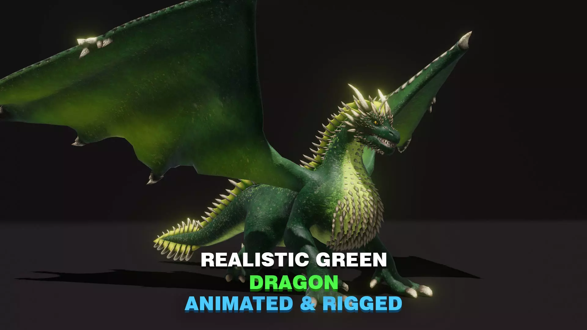 Realistic Green Dragon Animated 3D Model Low-poly 3D model_0