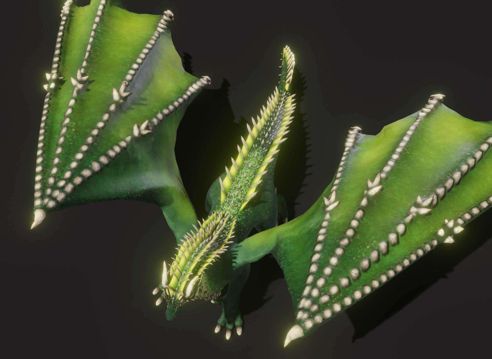 Realistic Green Dragon Animated 3D Model Low-poly 3D model_20