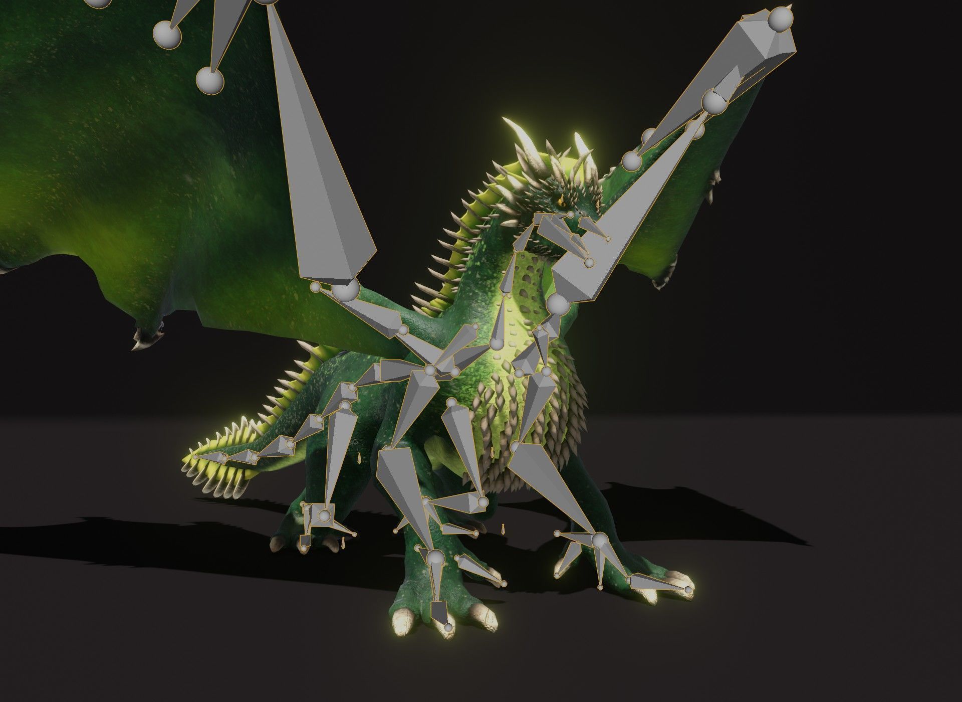 Realistic Green Dragon Animated 3D Model Low-poly 3D model_24