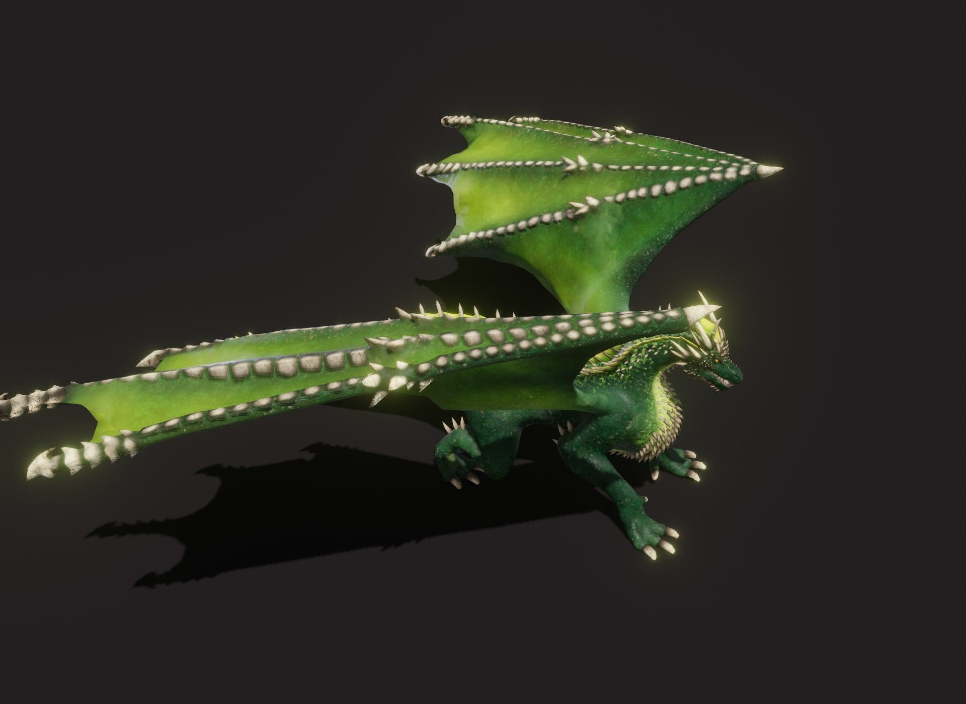 Realistic Green Dragon Animated 3D Model Low-poly 3D model_11