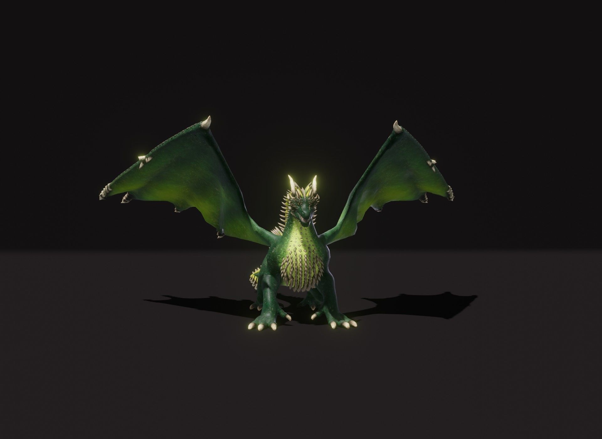 Realistic Green Dragon Animated 3D Model Low-poly 3D model_22