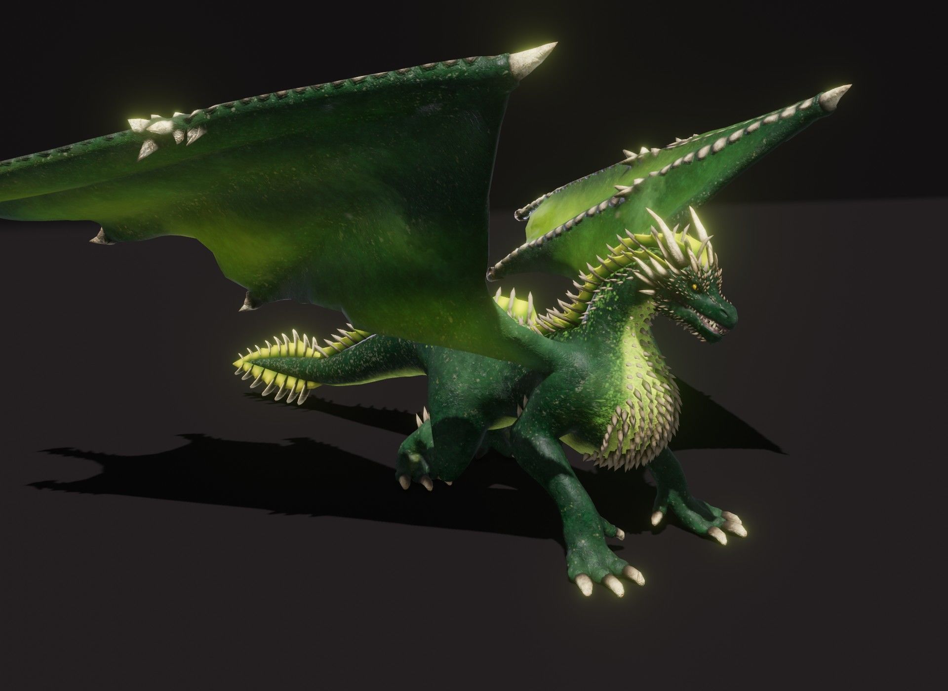 Realistic Green Dragon Animated 3D Model Low-poly 3D model_19