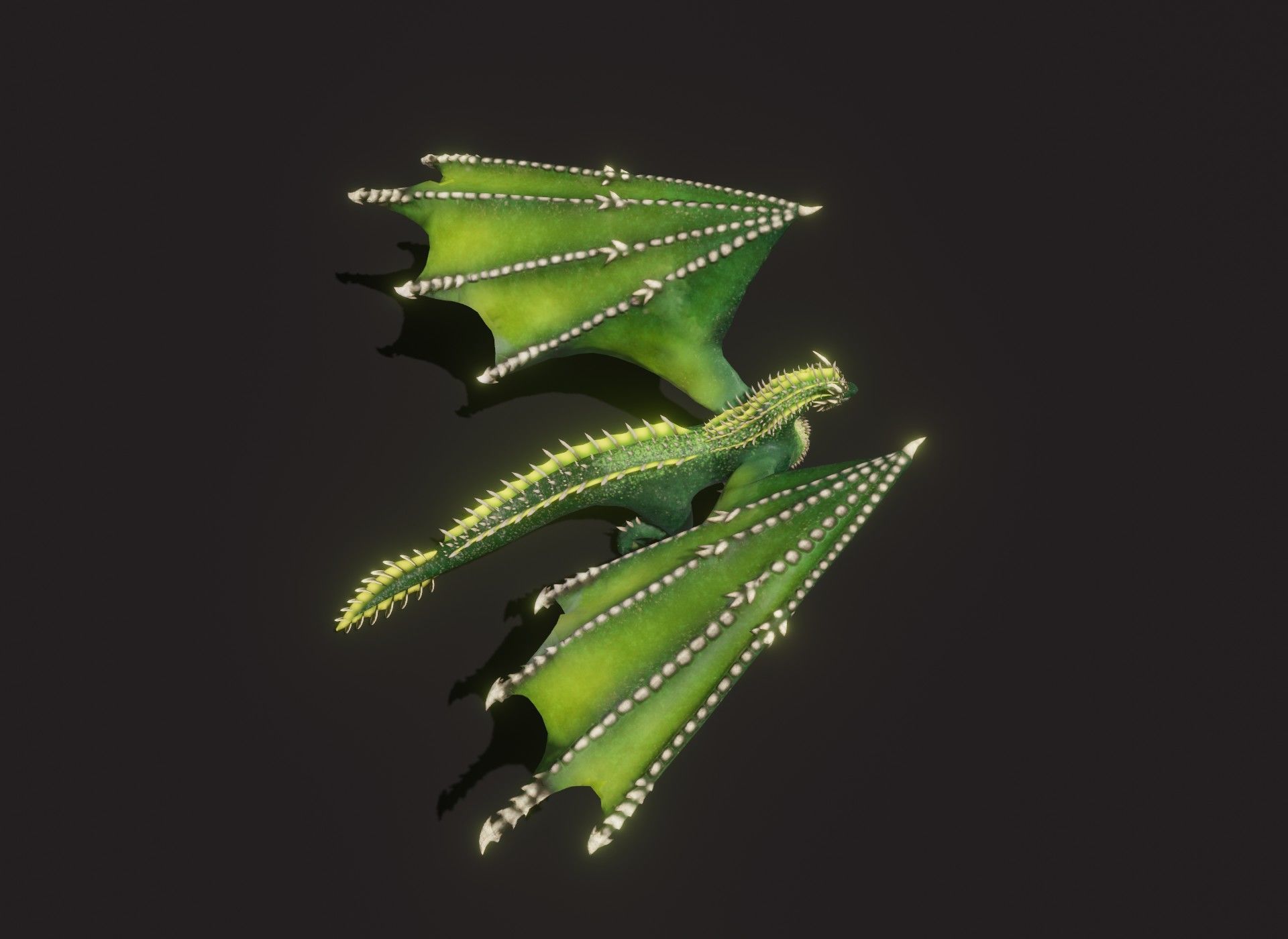Realistic Green Dragon Animated 3D Model Low-poly 3D model_12