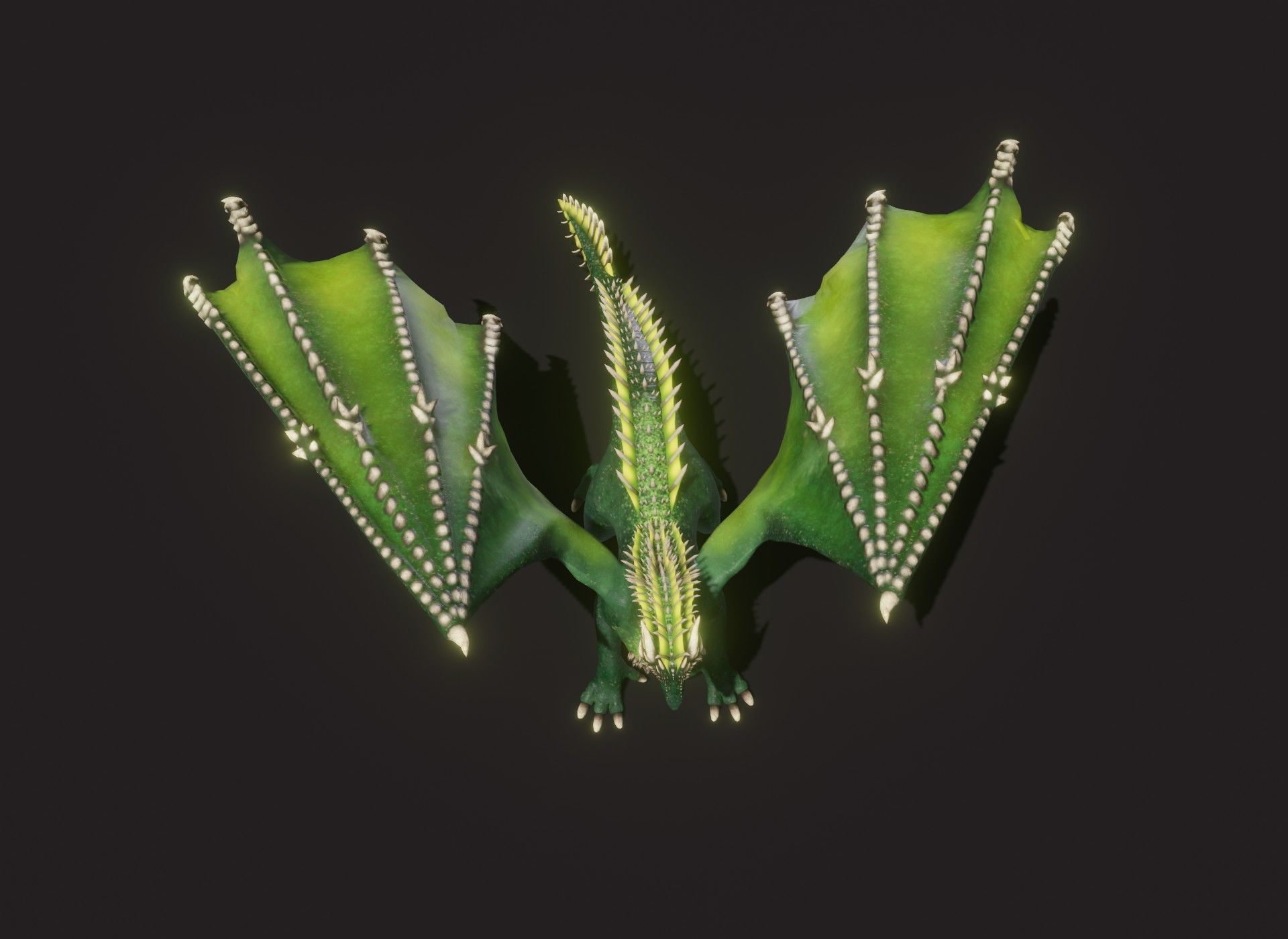 Realistic Green Dragon Animated 3D Model Low-poly 3D model_13