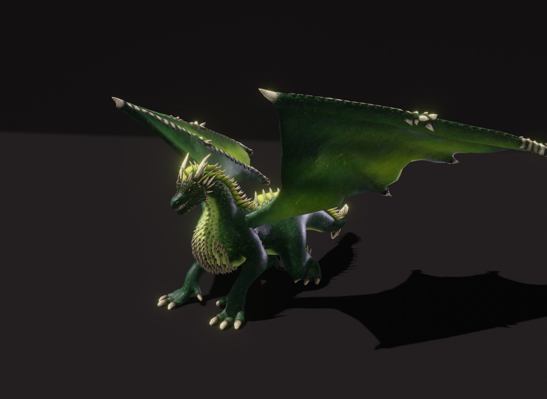 Realistic Green Dragon Animated 3D Model Low-poly 3D model_10