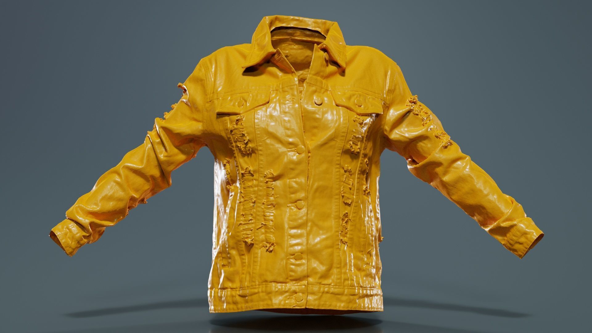 Ripped Back Jeans Jacket Low-poly 3D model_12