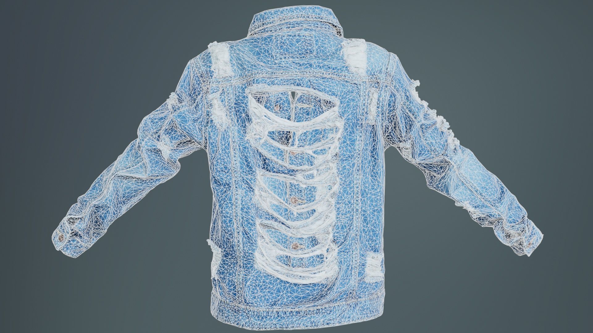 Ripped Back Jeans Jacket Low-poly 3D model_10