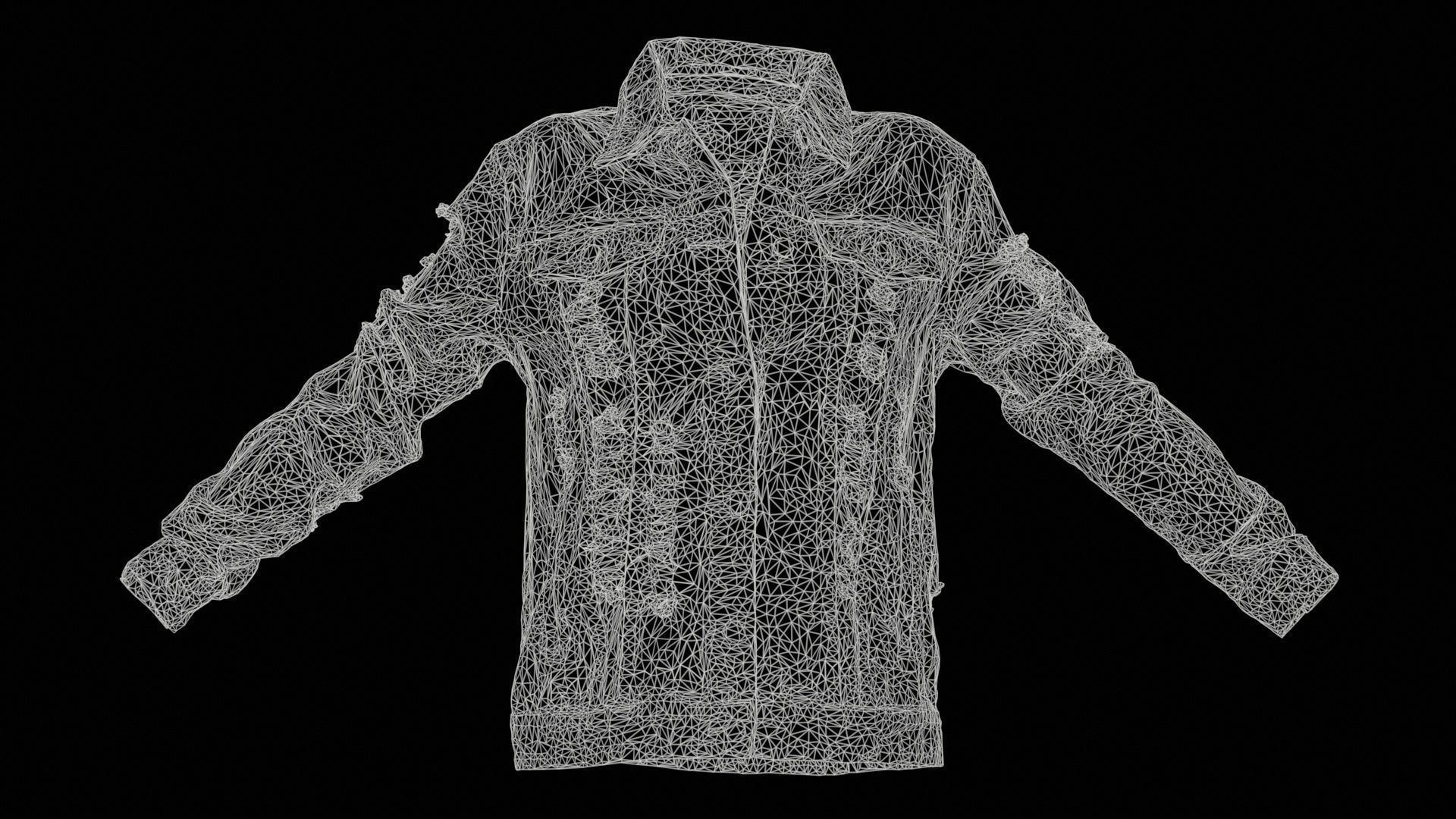Ripped Back Jeans Jacket Low-poly 3D model_11