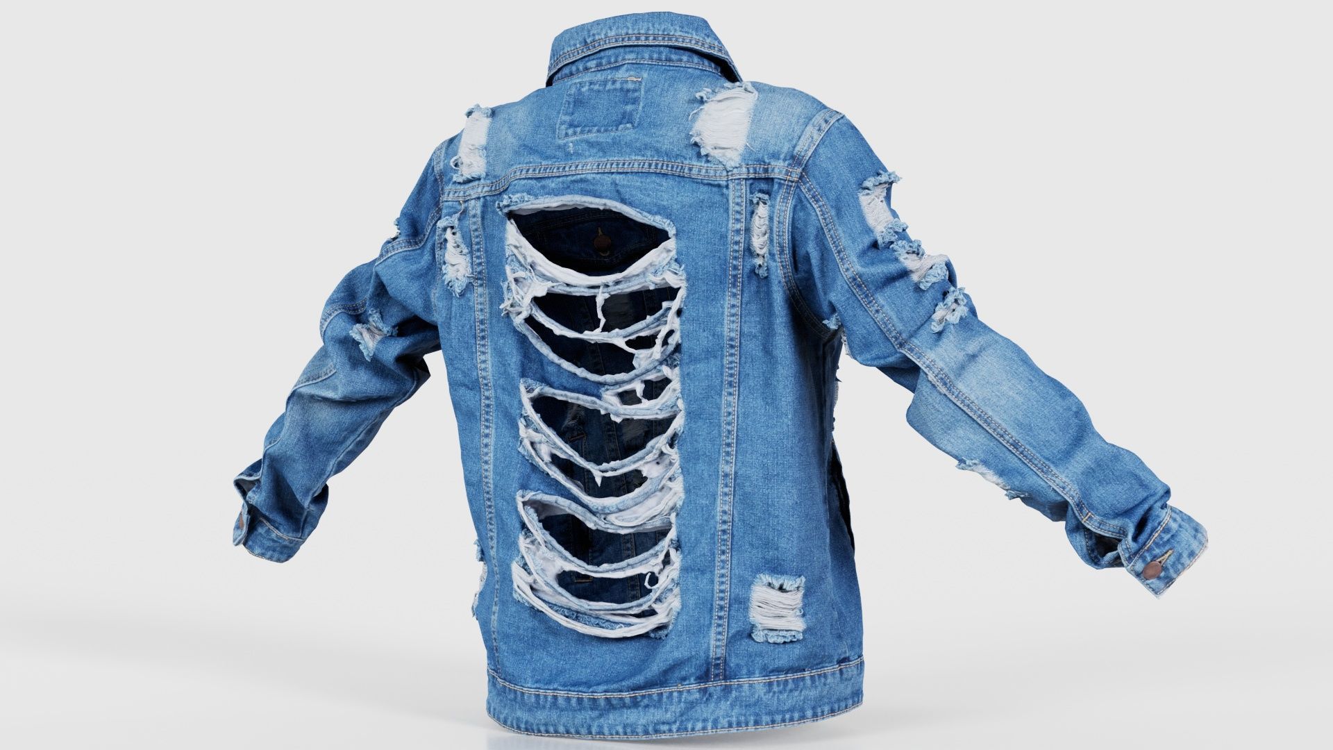 Ripped Back Jeans Jacket Low-poly 3D model_20