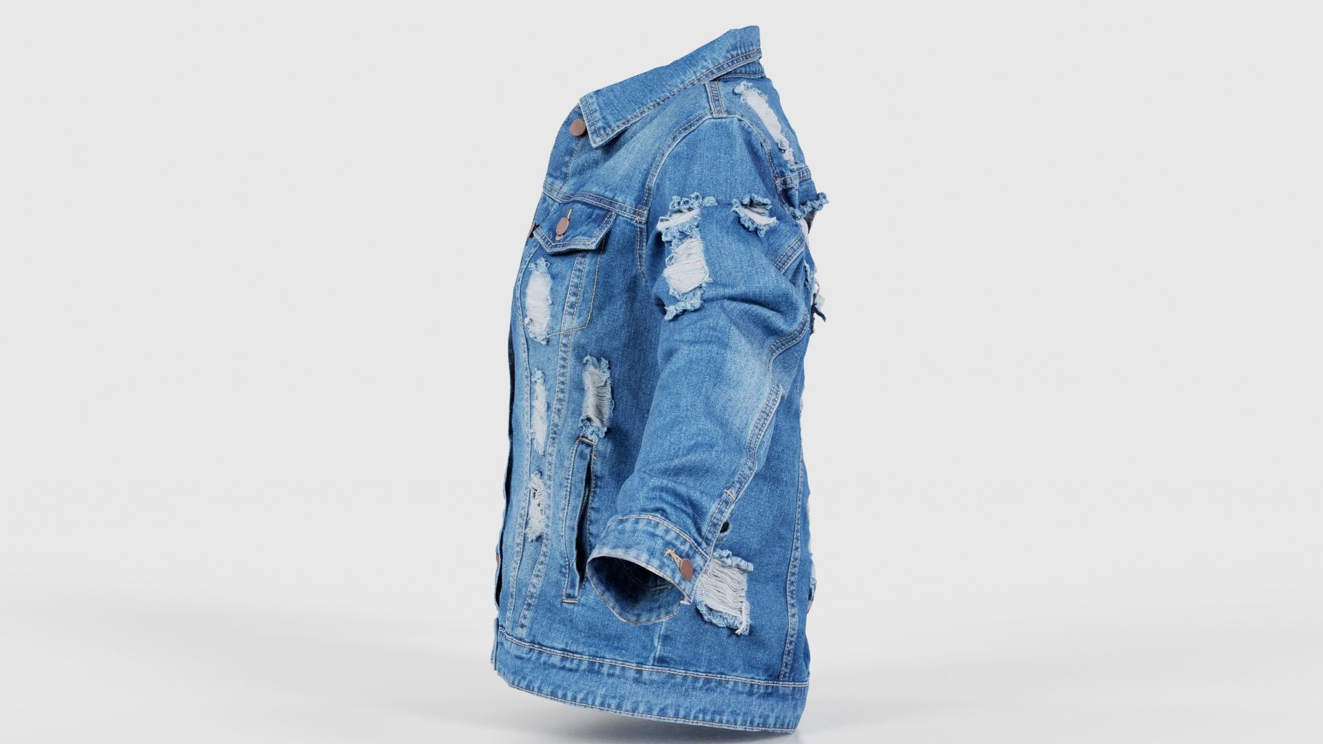 Ripped Back Jeans Jacket Low-poly 3D model_24