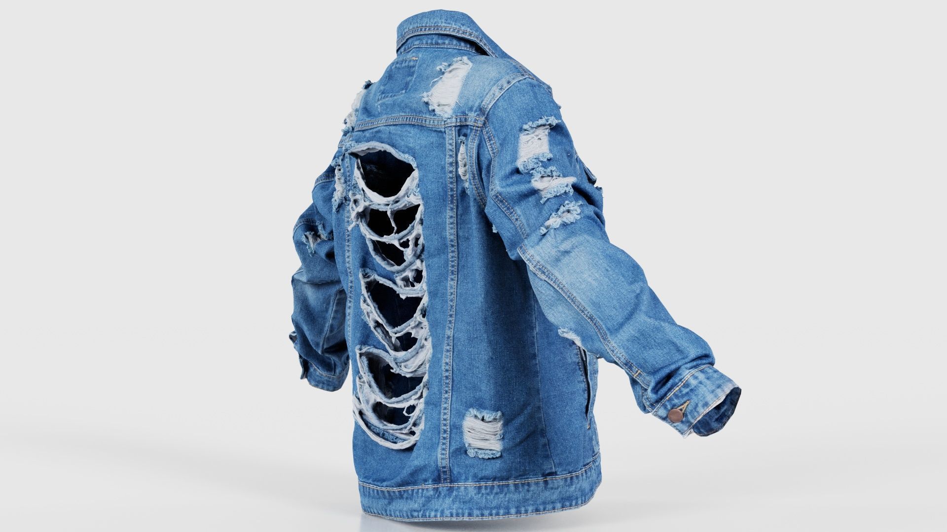 Ripped Back Jeans Jacket Low-poly 3D model_19