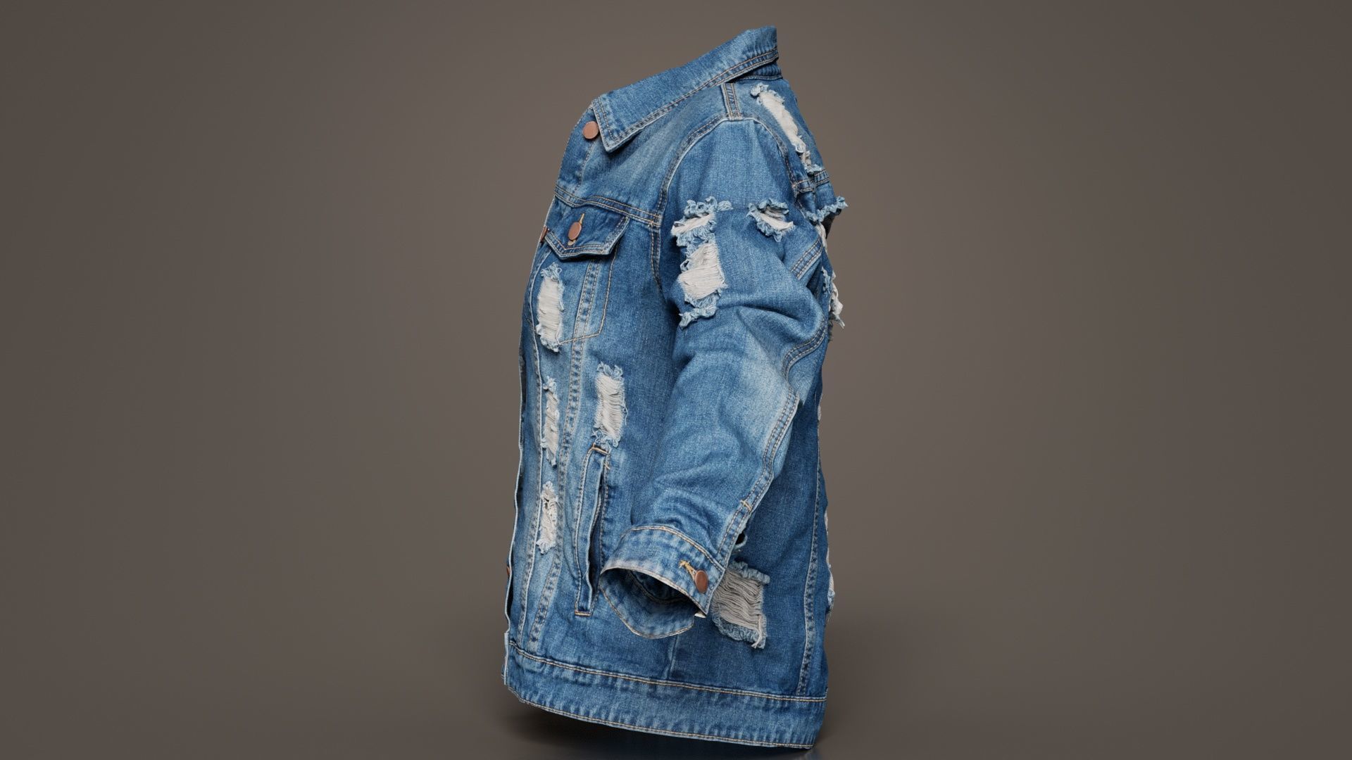 Ripped Back Jeans Jacket Low-poly 3D model_2