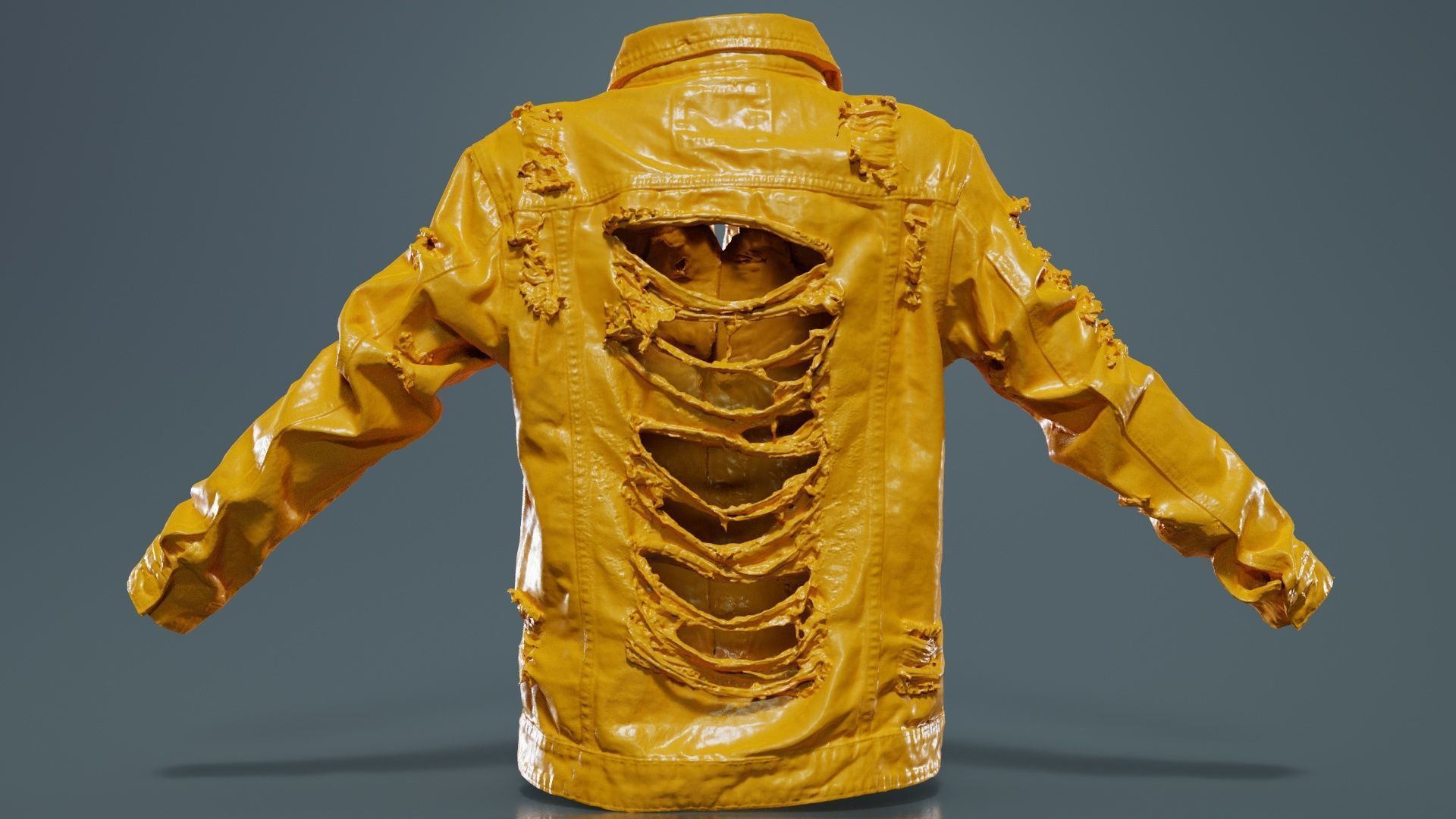 Ripped Back Jeans Jacket Low-poly 3D model_13