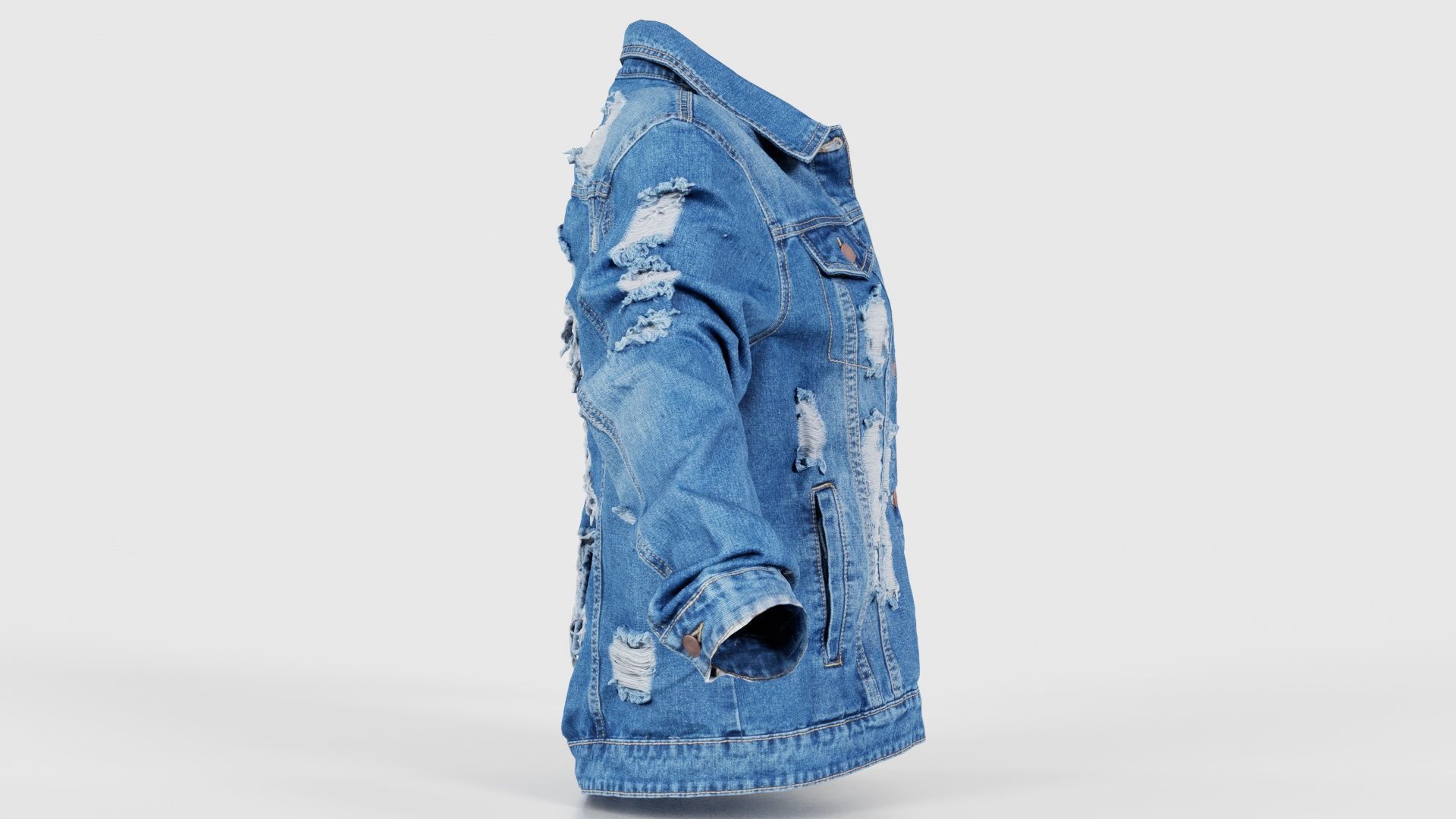 Ripped Back Jeans Jacket Low-poly 3D model_18