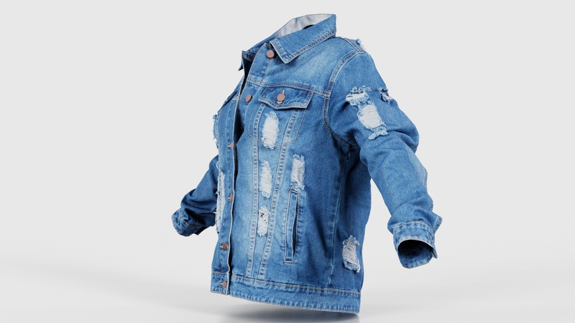 Ripped Back Jeans Jacket Low-poly 3D model_25