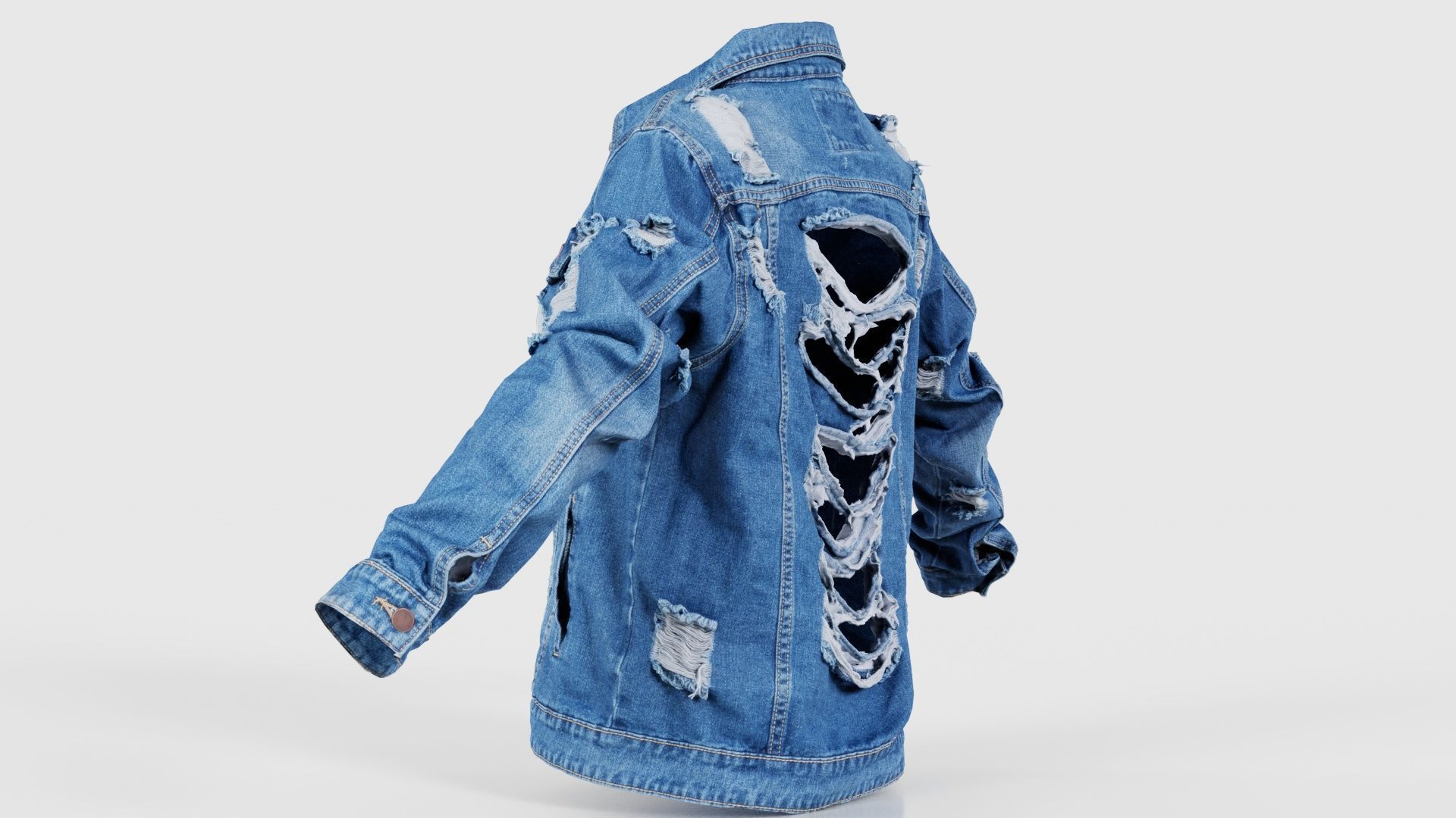 Ripped Back Jeans Jacket Low-poly 3D model_23