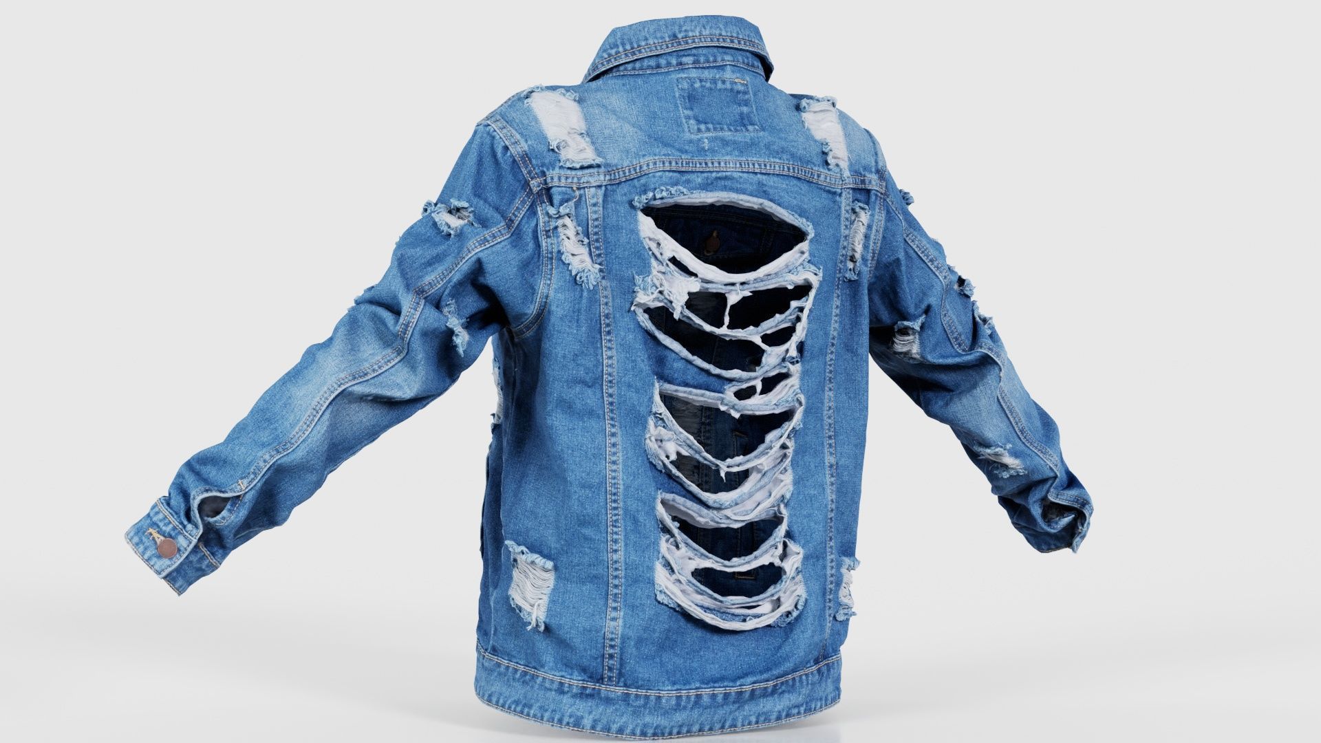 Ripped Back Jeans Jacket Low-poly 3D model_22