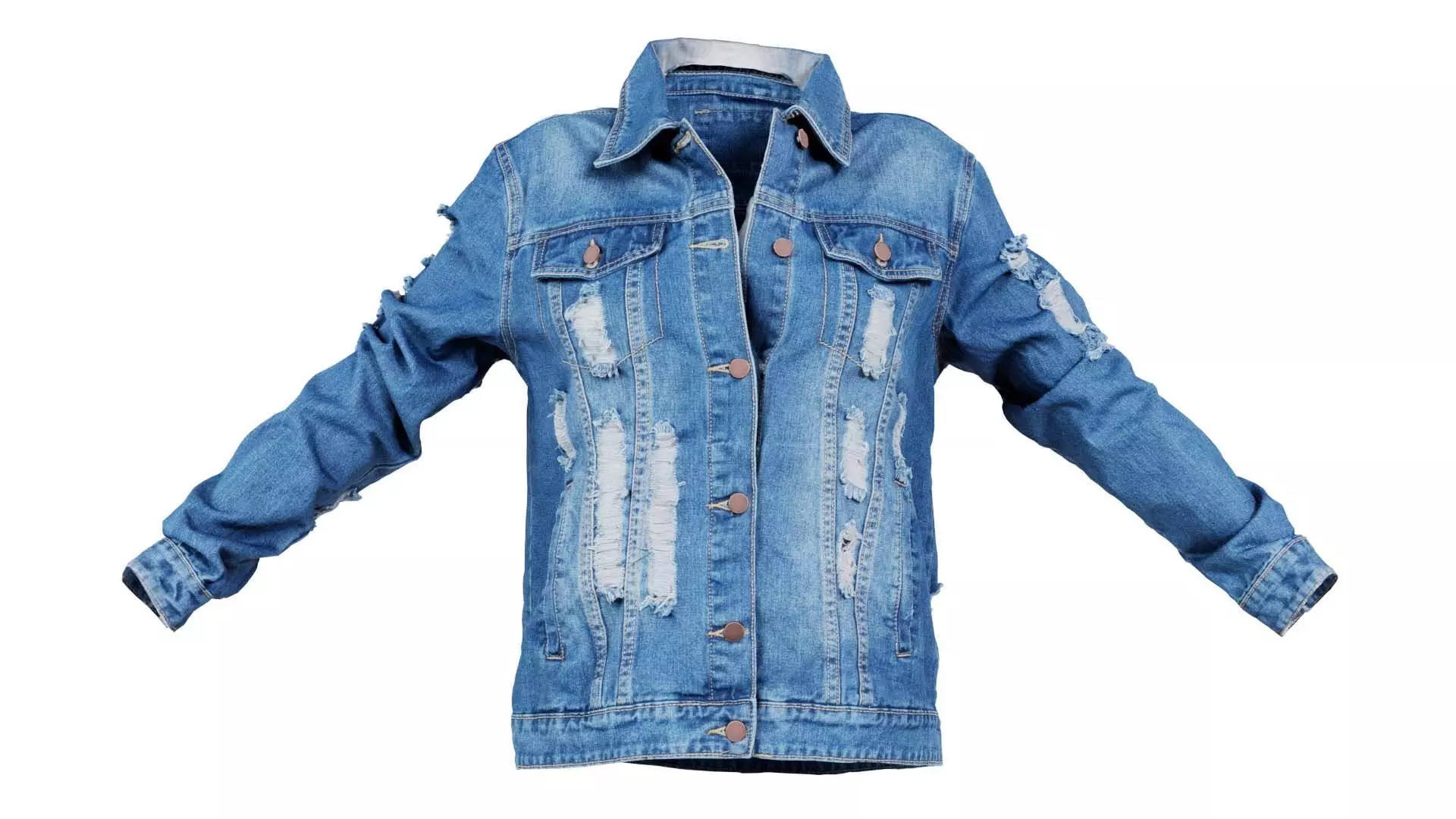 Ripped Back Jeans Jacket Low-poly 3D model_0