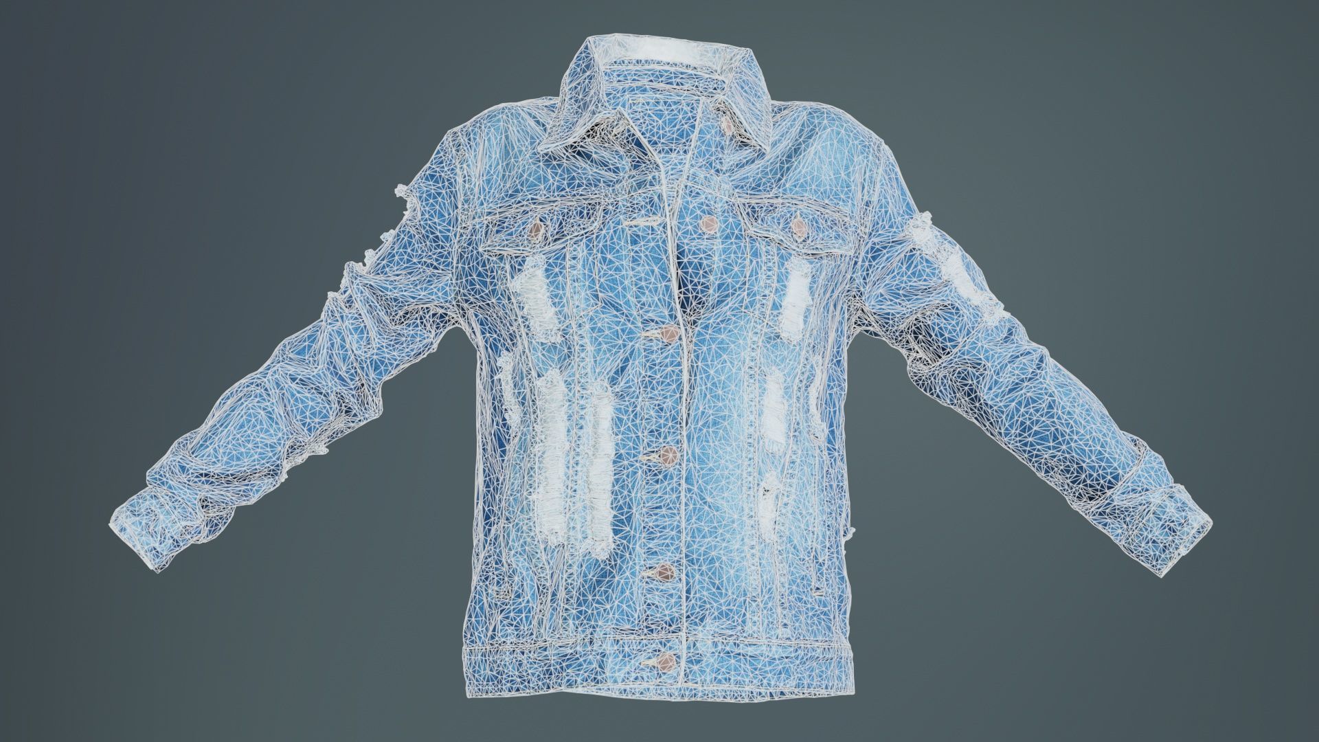 Ripped Back Jeans Jacket Low-poly 3D model_9