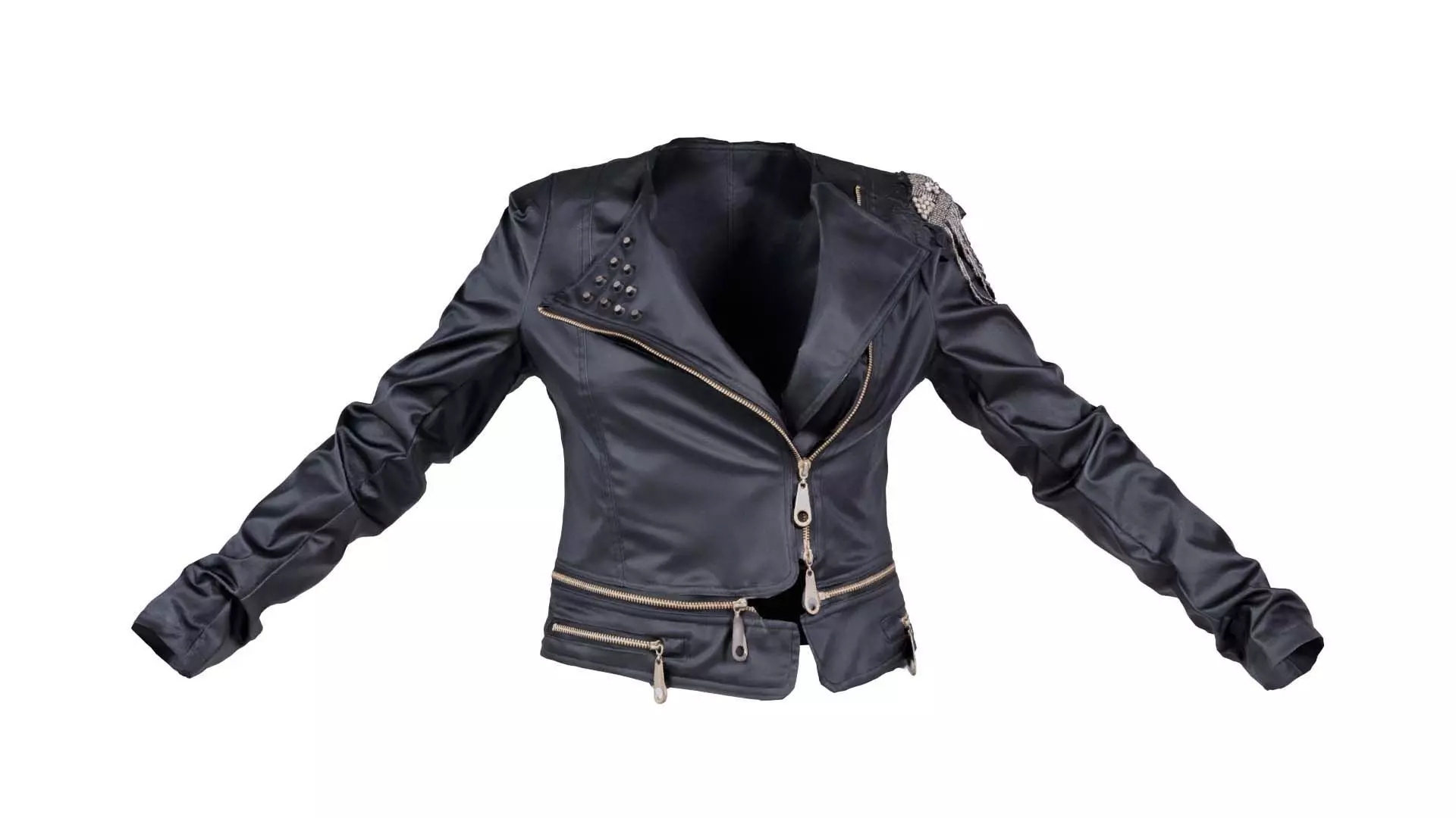 Shoulder Chains Leather Jacket Low-poly 3D model