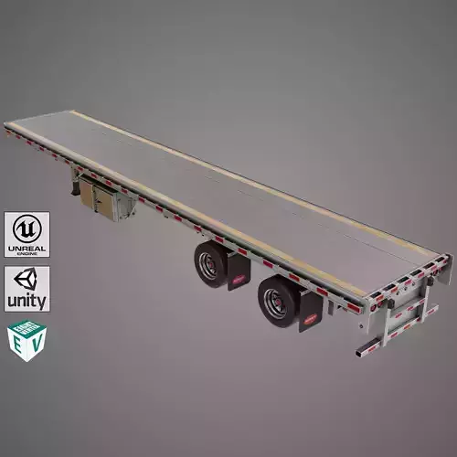 Flat Bed Trailer 05 Heavy Truck All PBR Unity UE Textures Low-poly 3D model
