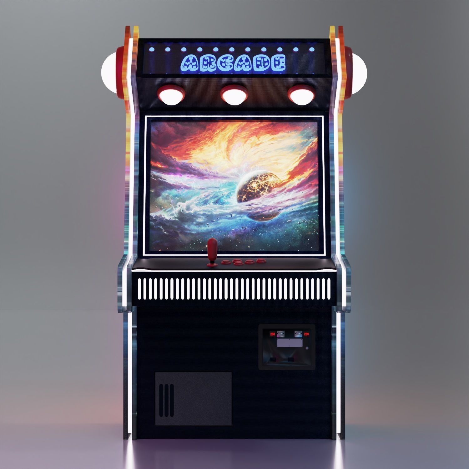 Game Arcade sc-fi Low-poly 3D model_2