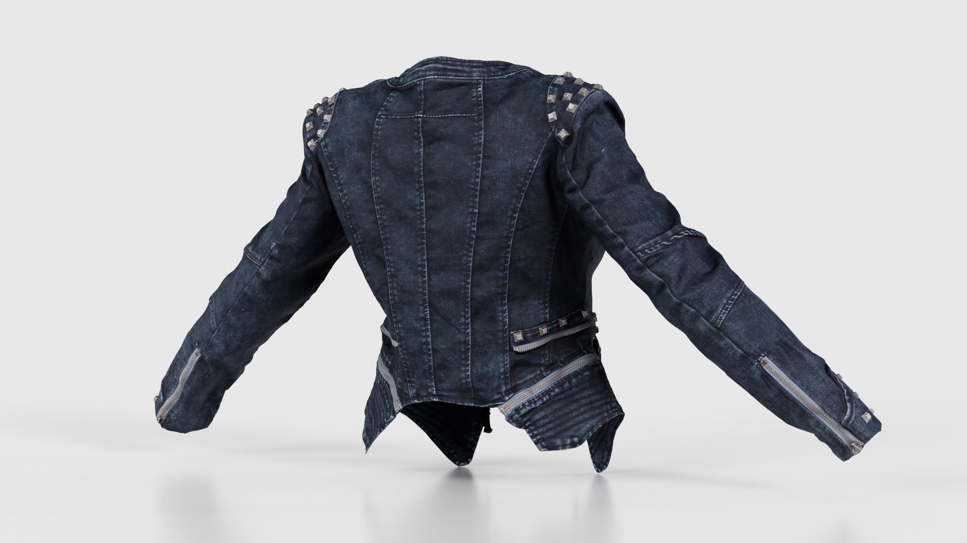 Spiky Jeans Jacket Low-poly 3D model_20