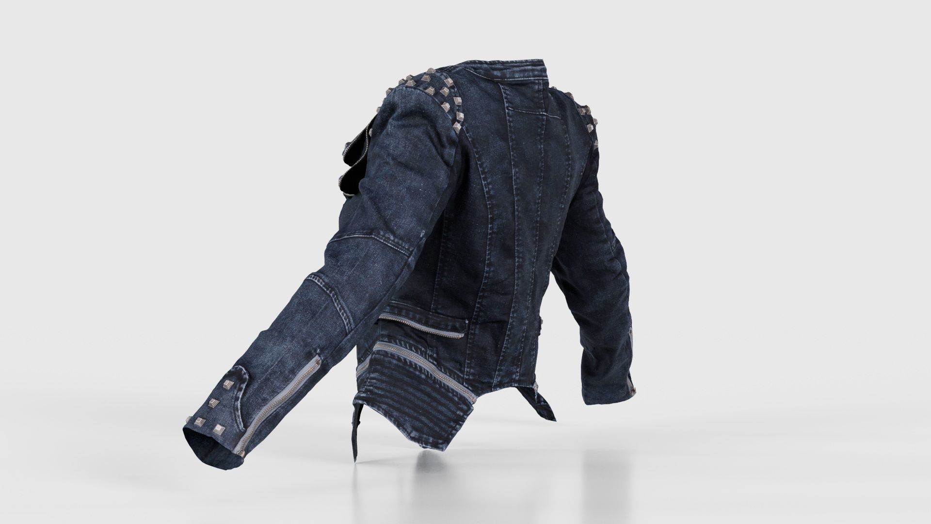 Spiky Jeans Jacket Low-poly 3D model_23