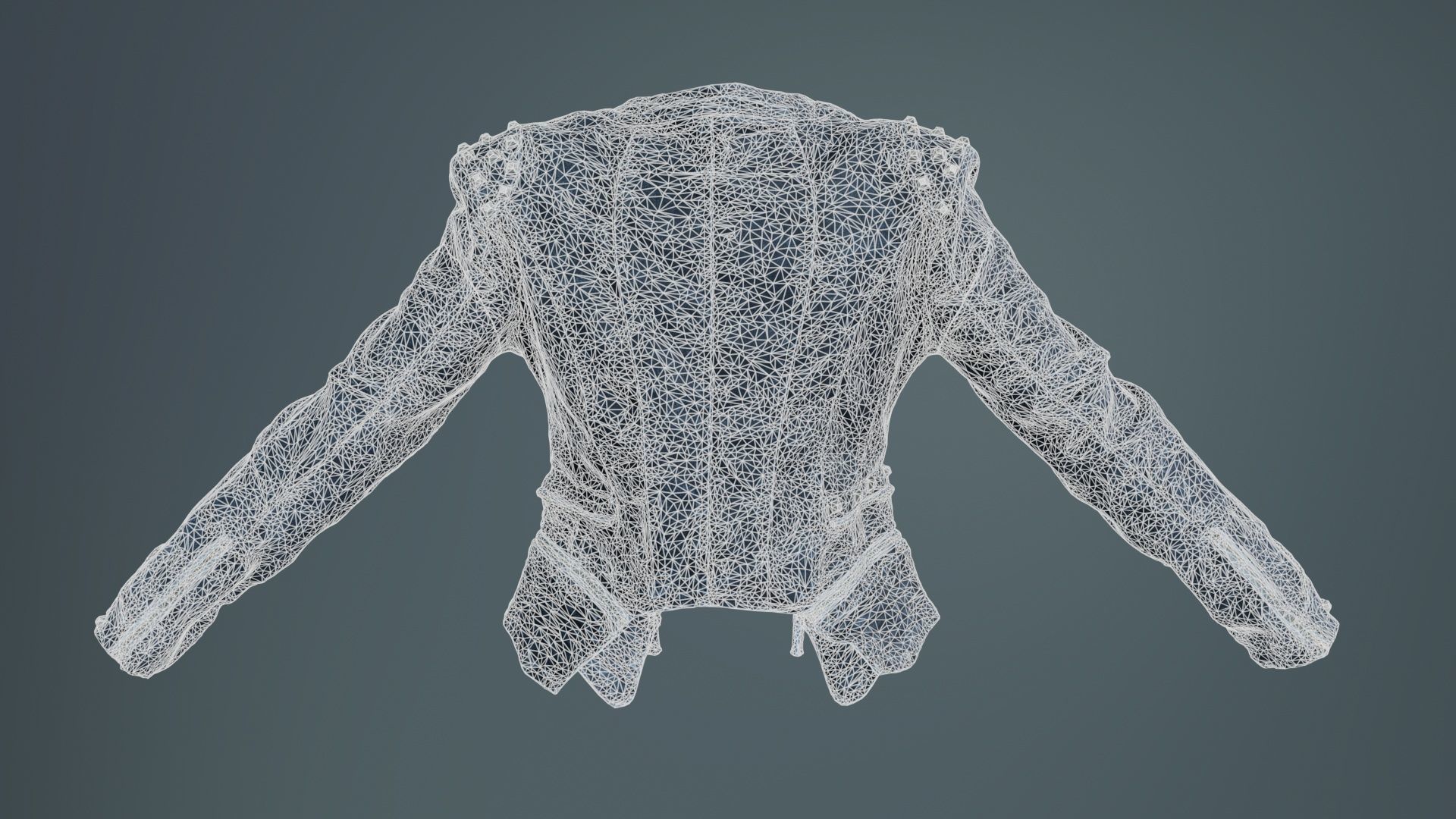 Spiky Jeans Jacket Low-poly 3D model_10